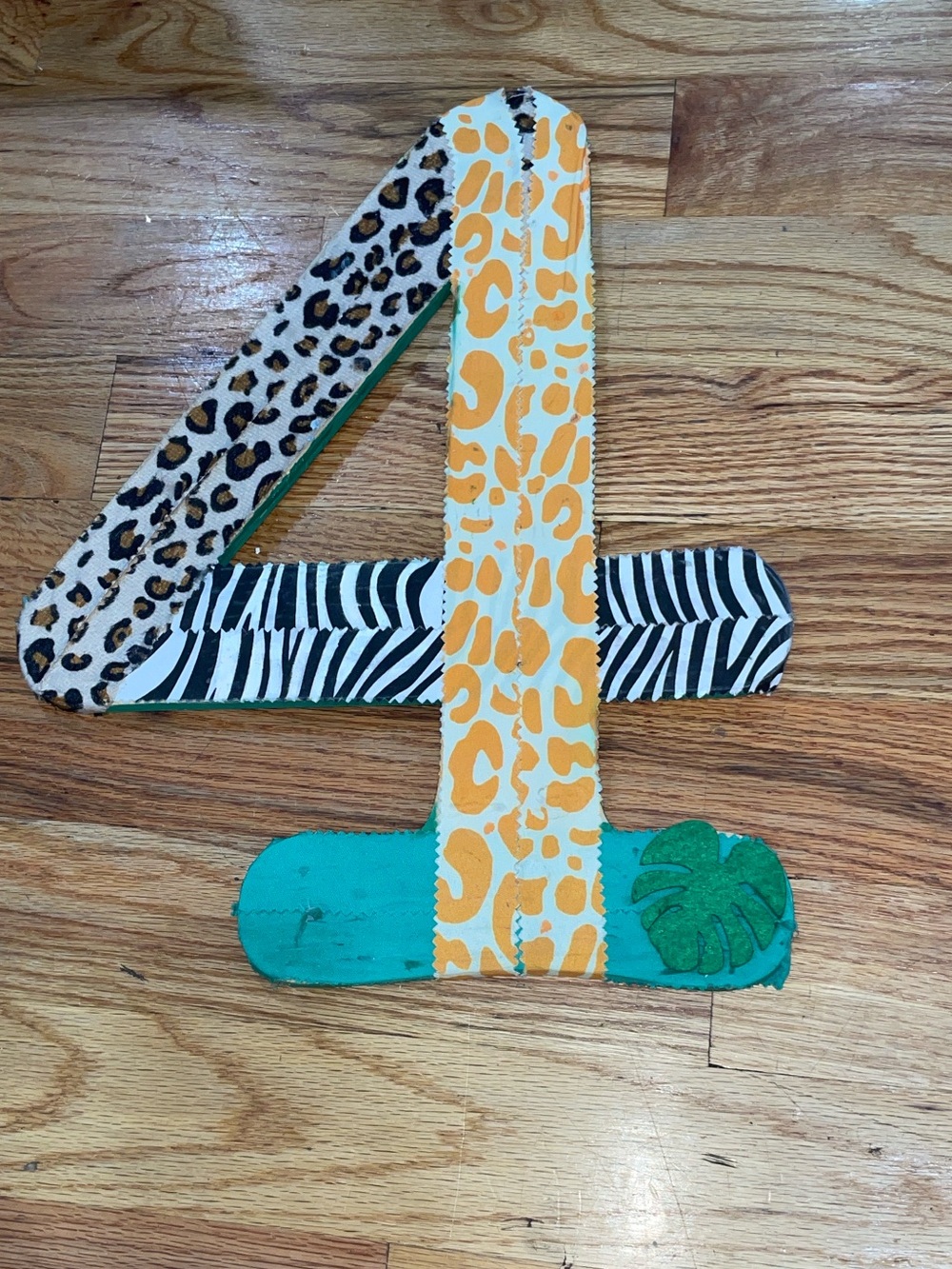 LARGE Party number Wooden Number 4 Safari Animal Decor 18"